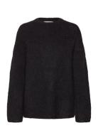 Slfgabella Ls Knit O-Neck Camp Tops Knitwear Jumpers Black Selected