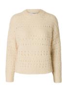 Slfalfi Ls Knit O-Neck Tops Knitwear Jumpers Cream Selected