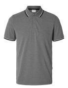Slhslim-Atlas Sport Ss Polo Tops Polos Short-sleeved Grey Selected