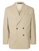 Slhrelaxed- Finn Pinstriped Db Blz Blazer Jakke Beige Selected