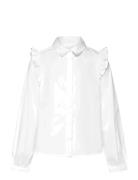 Shirt With Ruffle Detail Tops Shirts Long-sleeved Shirts White Mango