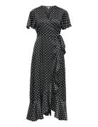 Objsally Papaya S/S Wrap Long Dress E Di Knælang Kjole Black Object