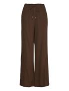 Linen-Blend Elastic Waist Trousers Bottoms Trousers Linen Trousers Bro...