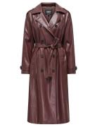 Onlflora Faux Leather Trenchcoat Otw Trenchcoat Frakke Brown ONLY