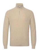 Microstructure Sweater With Zipper Collar Tops Knitwear Half Zip Jumpe...