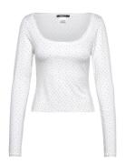 Soft Long Sleeve Lace Top Tops T-shirts & Tops Long-sleeved White Gina...