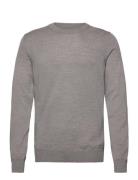 Keane Merino Crew Neck Tops Knitwear Round Necks Grey J. Lindeberg