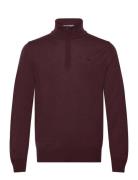 Kiyan Merino Quarter Zip Tops Knitwear Half Zip Jumpers Burgundy J. Li...