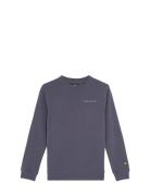Script Crew Neck Sweatshirt Tops Sweatshirts & Hoodies Sweatshirts Blu...
