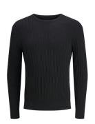 Jjeemil Knit Cable Crew Neck Noos Tops Knitwear Round Necks Black Jack...