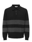 Onshope Rlx Ls Polo Knit Life Tops Polos Long-sleeved Black ONLY & SON...