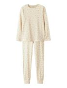 Nkfnightset Flower Noos Pyjamassæt Cream Name It