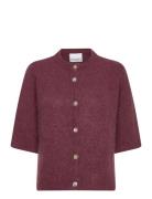 Kae Ss Knit Cardigan Tops Knitwear Cardigans Burgundy Noella