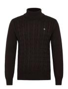 Nathan Cable Roller Neck Tops Knitwear Turtlenecks Brown Morris