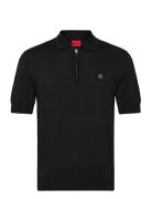 Sayfong-4 Tops Knitwear Short Sleeve Knitted Polos Black HUGO