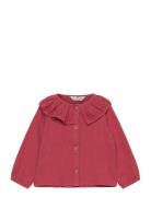 Bambula Embroidered Blouse Tops Shirts Short-sleeved Shirts Red Mango