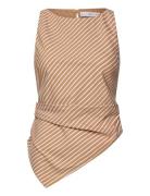 Asymmetrical Striped Cotton Top Tops T-shirts & Tops Sleeveless Beige ...