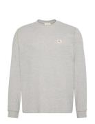 Ls Waffle Badge Crewnk Tee Tops Sweatshirts & Hoodies Sweatshirts Grey...