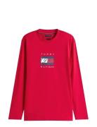 Linear Flag Graphic Ls Tee Tops T-Langærmet Skjorte Red Tommy Hilfiger