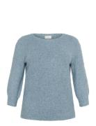 Kcletty Pullover Tops Knitwear Jumpers Blue Kaffe Curve