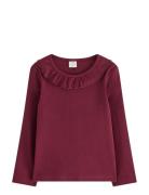 Ribbet Top Tops Blouses & Tunics Burgundy Lindex