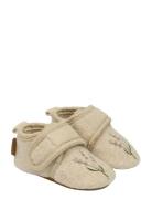 Prewalker Wool Embroidery Slippers Hjemmesko Cream Mikk-line