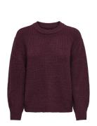 Onlmilouz Ls Rib Pullover Knt Noos Tops Knitwear Jumpers Burgundy ONLY