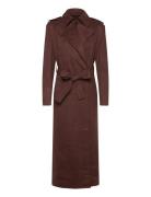 Kira Vegan Suede Trench Coat Trenchcoat Frakke Brown Bardot