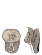 Structure Textile Slippers Shoes Baby Booties Beige Melton