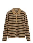 Reg Breton Striped Ls Pique Polo Tops T-shirts & Tops Polos Brown GANT