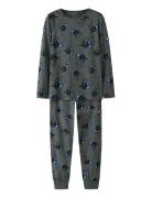 Nkmnightset Dark Grey Mel Skull Noos Pyjamassæt Grey Name It
