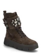 Laced Ankle Boot Shoes Boots Ankle Boots Ankle Boots Flat Heel Brown G...