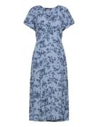 Isla Lizzie Crepe S/S V Nk Dre Knælang Kjole Blue French Connection
