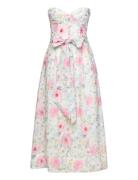 Floral Printed Tie Midi Dress Knælang Kjole Pink Bardot