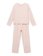 Cotton Long Pyjamas Pyjamassæt Pink Mango