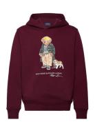 Polo Bear Fleece Hoodie Tops Sweatshirts & Hoodies Hoodies Burgundy Ra...