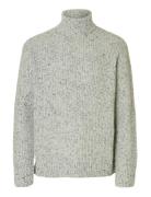 Slhland Ls Knit Relaxed Roll Neck Tops Knitwear Turtlenecks Grey Selec...