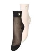 Floral Sheer Sock 2 Pack Lingerie Socks Regular Socks Black Becksönder...