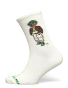 Polo Bear Cotton-Blend Crew Socks Lingerie Socks Regular Socks Cream P...