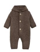 Pram Suit Pixie Wool Fleece Jumpsuit Brown Huttelihut