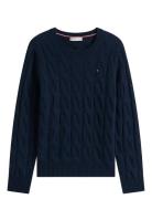 Soft Wool Cable C-Nk Ls Swt Tops Knitwear Jumpers Navy Tommy Hilfiger