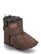 Booty™ Sheapskin Shoes Pre-walkers - Beginner Shoes  Brown Pom Pom