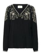 Crrosine Blouse Tops Blouses Long-sleeved Black Cream