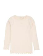 Modal Rib Ls Tee W. Heart Hole Pattern Tops T-shirts Long-sleeved T-Sk...
