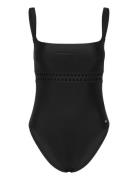 Eyelet Swimsuit Badedragt Badetøj Black BOSS