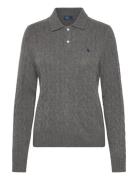 Cable-Knit Wool-Cashmere Polo Sweater Tops Knitwear Jumpers Grey Polo ...