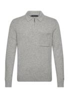 Lambswool Zip Polo Tops Polos Long-sleeved Grey Tommy Hilfiger