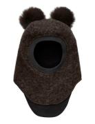 Balaclava Wool Alpaca Pompoms Accessories Headwear Balaclava Brown Hut...