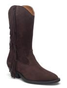 Bootie - Block Heel - With Zippe Shoes Boots Cowboy Boots Brown ANGULU...