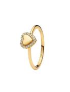 Engravable Heart 14K Gold-Plated Ring With Clear Cubic Zirconia Ring S...